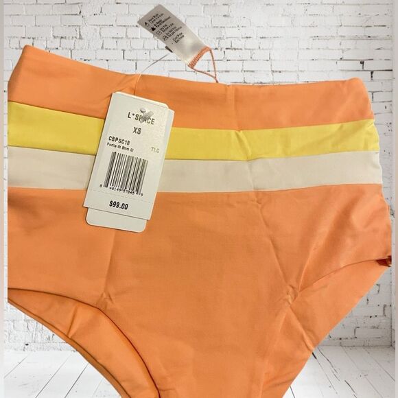 L*Space Orange and Yellow Bikini Retro-Inspired Swimwear S/XS Set - Picture 7 of 8